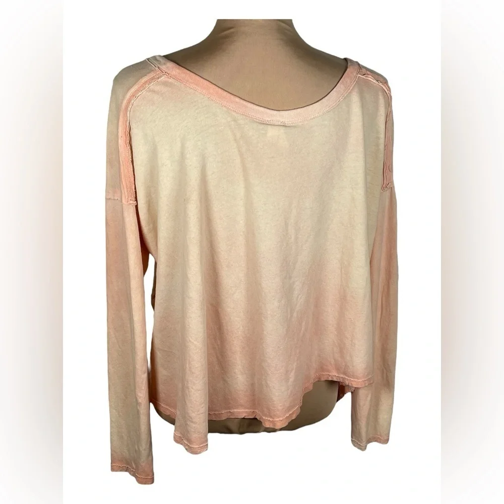 Free People We The Free First Love Lace-up Peach Linen Blend Tee Medium
